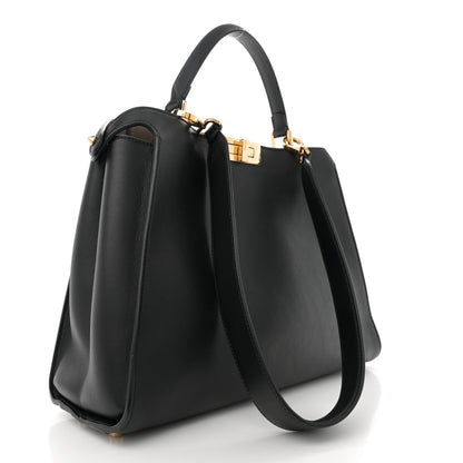 Fendi Vitello Tahiti Burro Large Peekaboo Iconic Essentially Satchel Black Corda 2 of 12