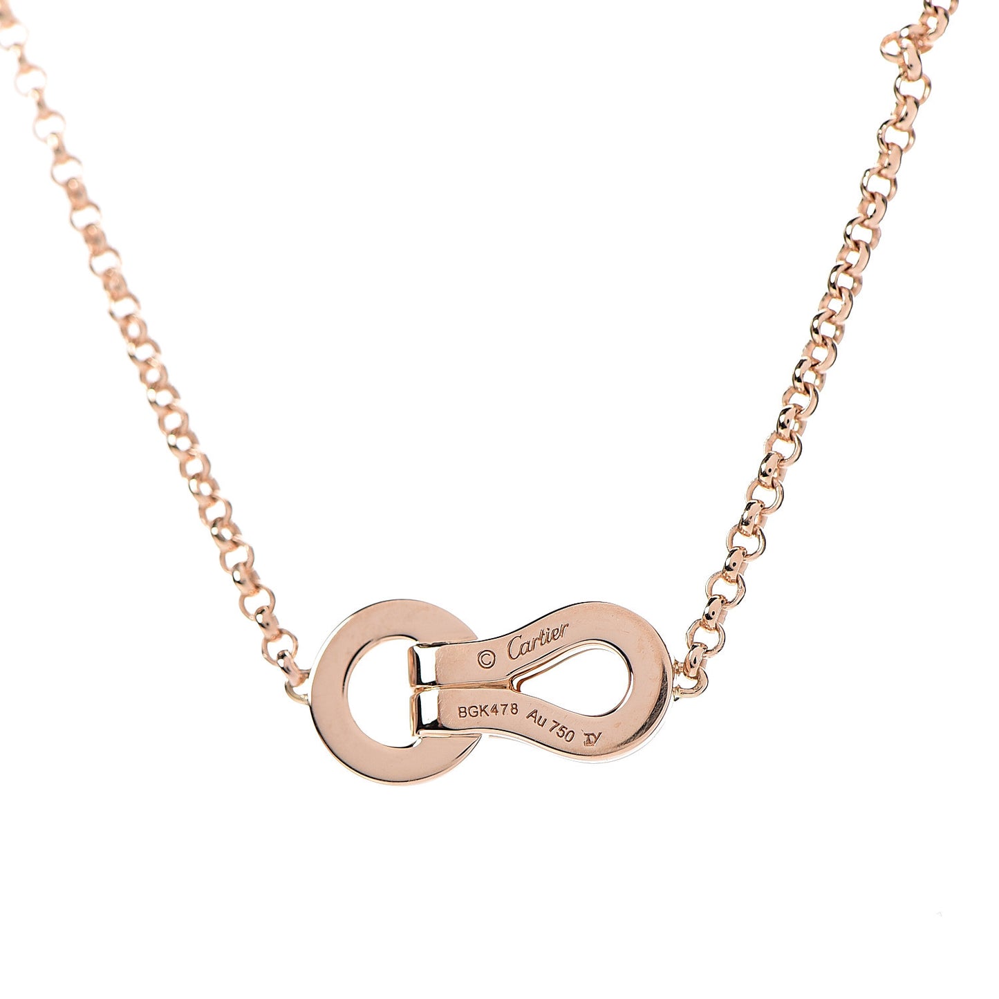 18K Pink Gold Diamond Agrafe Paved Pendant Necklace