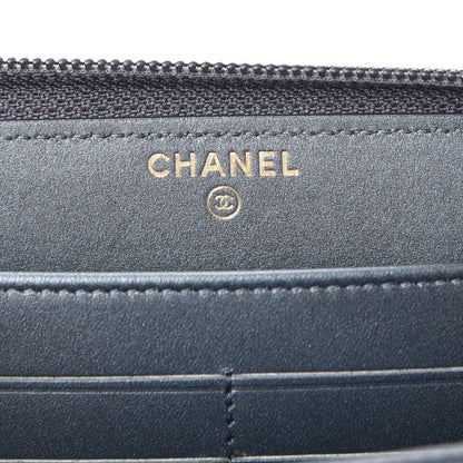 Chanel Iridescent Goatskin Quilted Boy Zip Around Wallet Charcoal 6 of 10