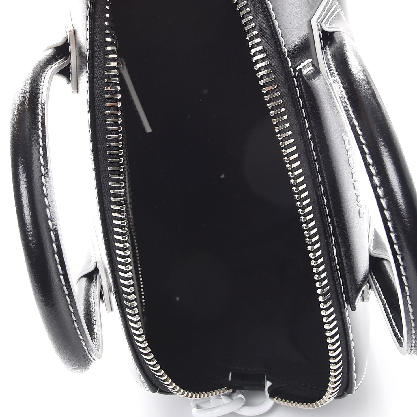 Calfskin Contrast Topstitch Small Antigona Black White