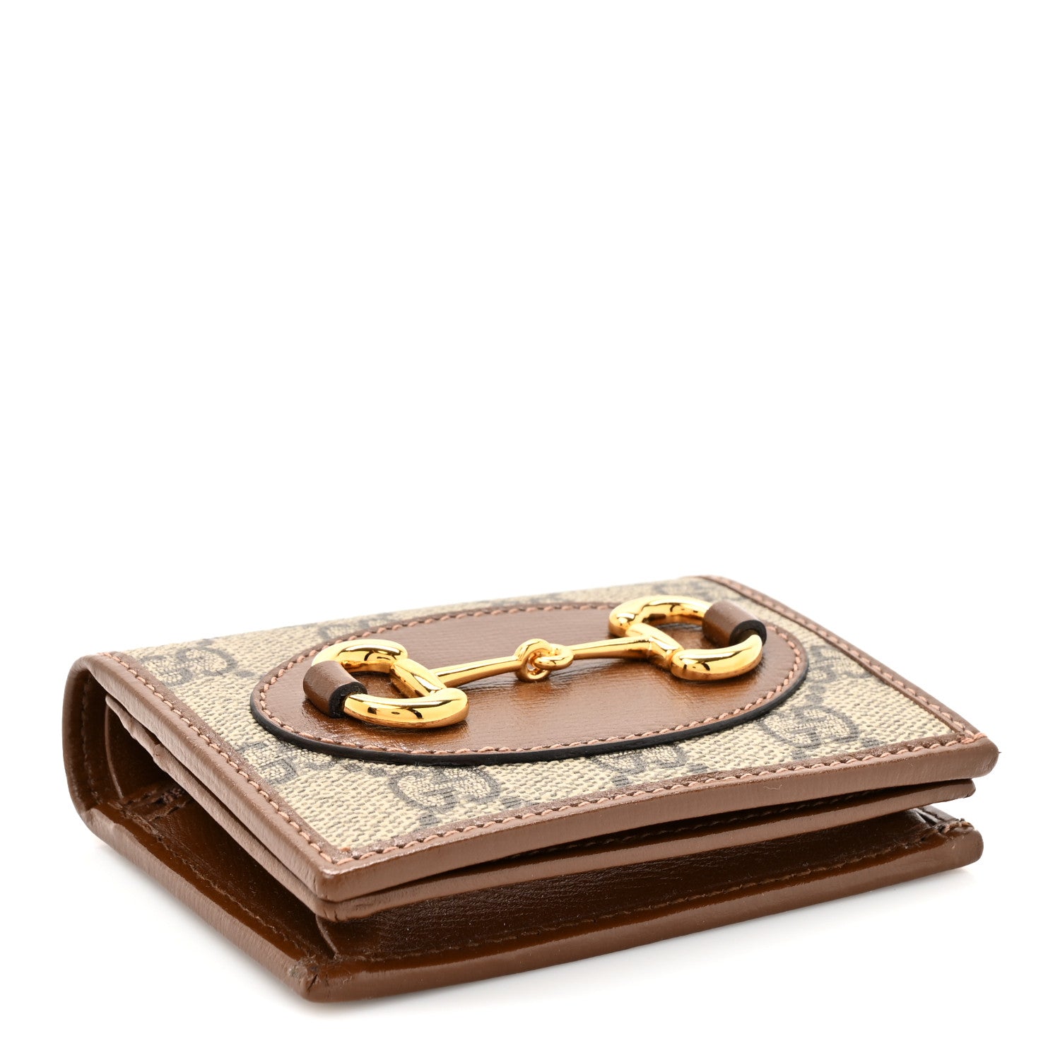 Gucci GG Supreme Monogram Horsebit 1955 Card Case Wallet Beige Ebony Brown Sugar 4 of 10