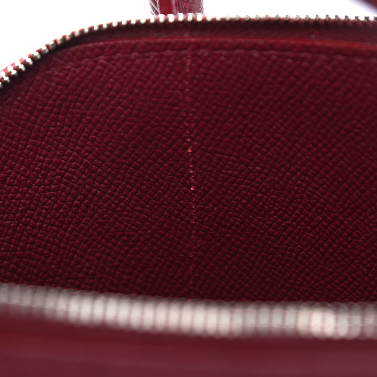 Signature Grained Calfskin Logo S Ville Top Handle Bag Rouge Grenat White