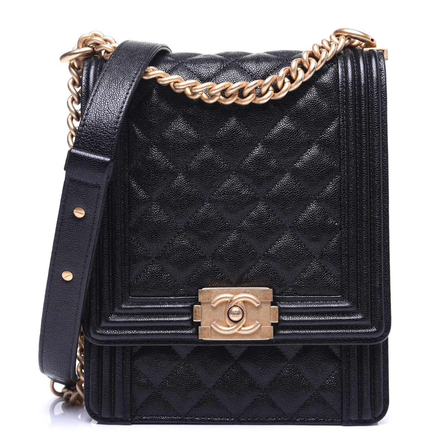 Chanel Caviar Quilted North South Boy Flap Black 1 of 15