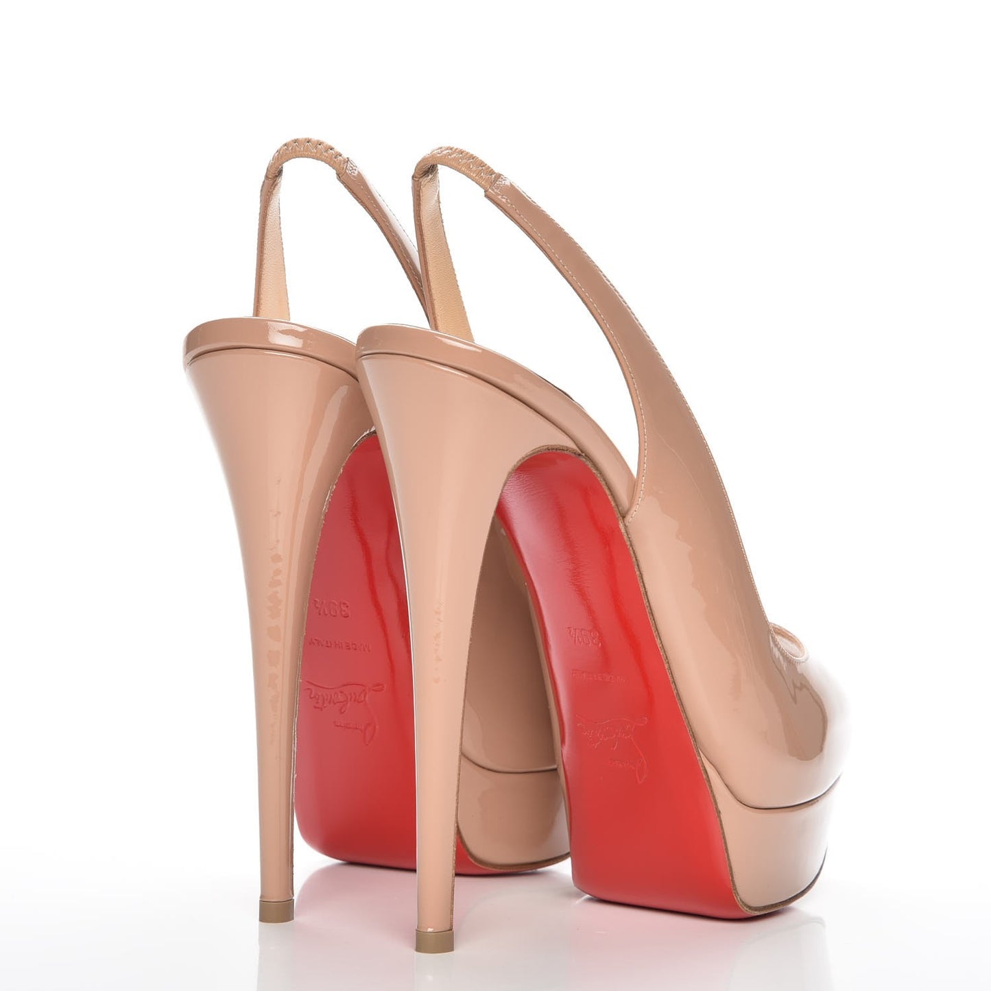 Patent Lady Peep Sling 150 Pumps 39.5 Nude