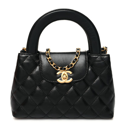 Chanel Shiny Aged Calfskin Quilted Nano Kelly Shopper Black 1 of 10