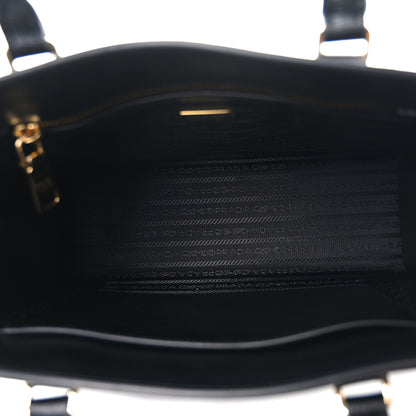 Prada Saffiano Lux Logo Embossed Medium Shoulder Tote Handbag Black 5 of 9