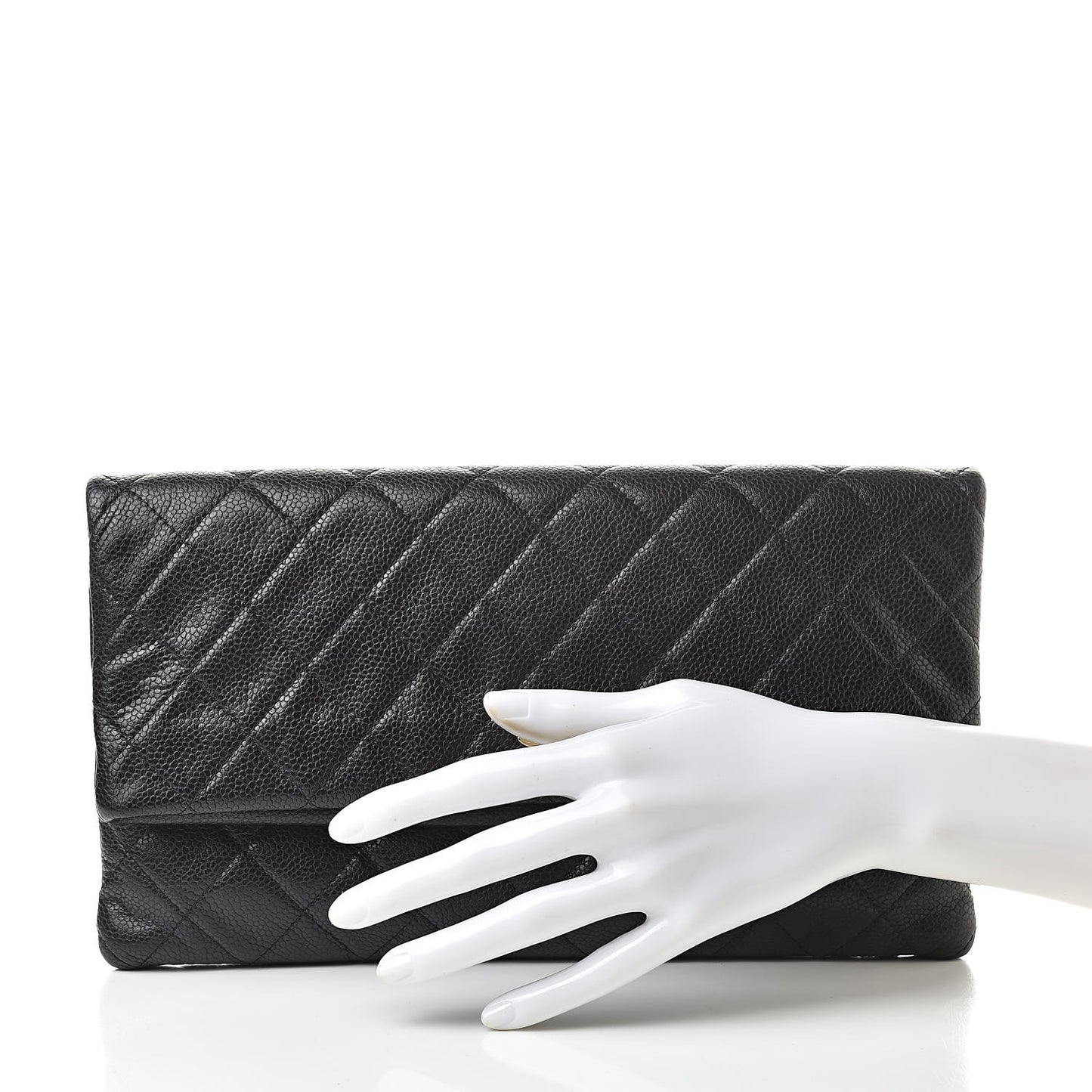 Caviar Quilted CC Beauty Clutch Black