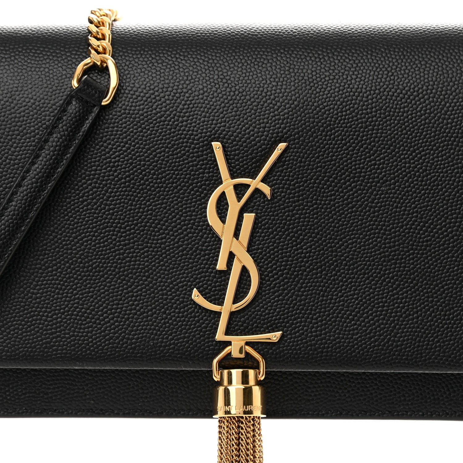 Saint Laurent Grain De Poudre Classic Monogram Kate Tassel Chain Wallet Black 8 of 11