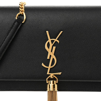 Saint Laurent Grain De Poudre Classic Monogram Kate Tassel Chain Wallet Black 8 of 11