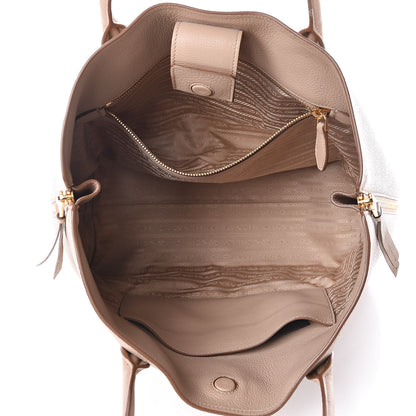Prada Vitello Daino Side Zip Shopper Tote Cammeo 6 of 13