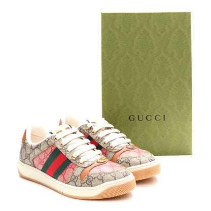 Gucci GG Supreme Monogram Harness Calfskin Web Womens Screener Sneakers 37 Beige Ebony Rosso Harness Brown 10 of 10