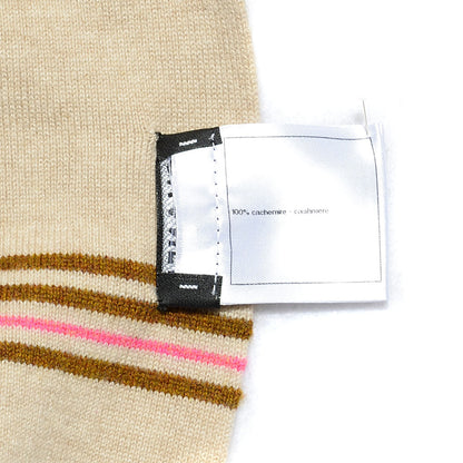 Chanel Cashmere Paris Dallas Fringe Scarf Beige Camel Pink 7 of 7