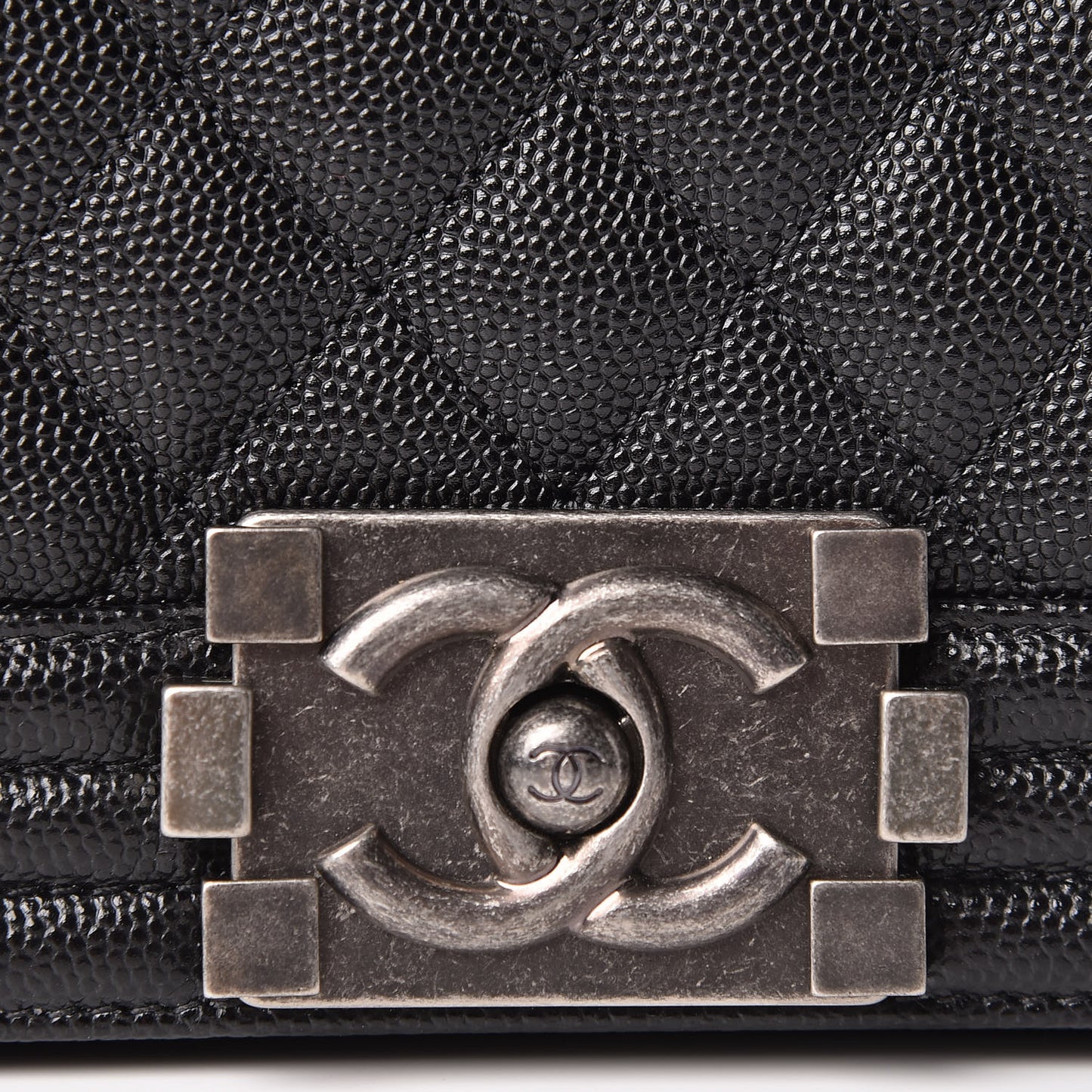 Caviar Quilted Small Boy Flap Black