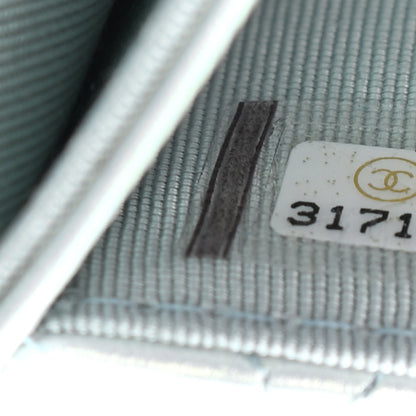 Chanel Iridescent Calfskin Quilted Flap Card Holder Light Blue 8 of 9