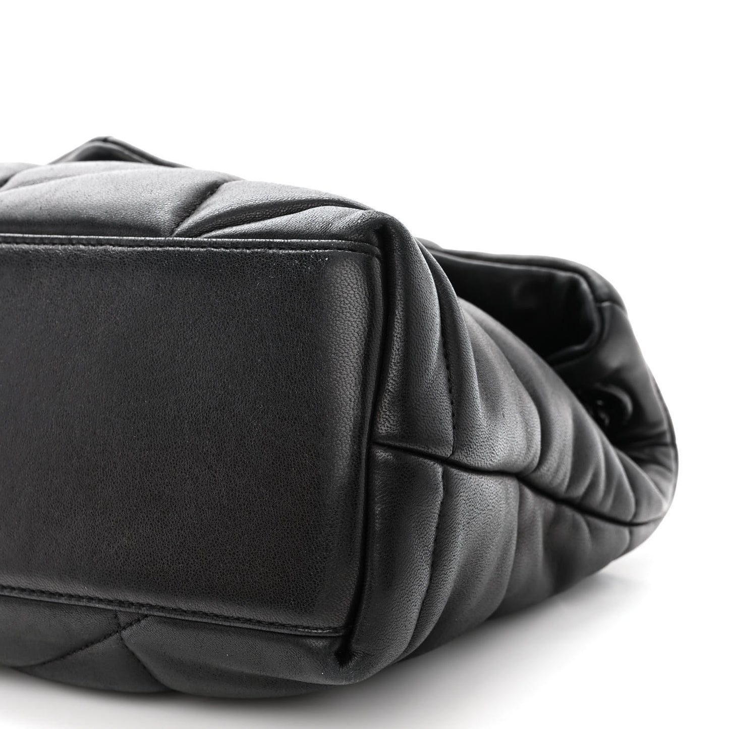 Lambskin Quilted Monogram Monochrome Small Loulou Puffer Chain Satchel Black