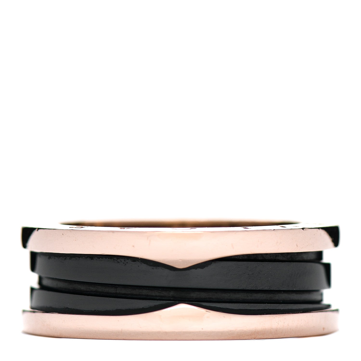 Bulgari 18K Rose Gold Black Ceramic B.Zero1 Two-Band Ring 59 8.75 1 of 5