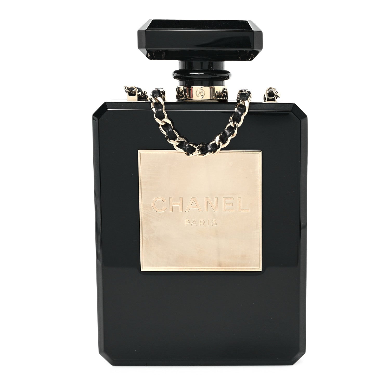 Chanel Plexiglass Perfume Bottle Clutch Black 1 of 11