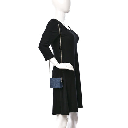 Christian Dior Patent Cannage Nano Lady Dior Chain Card Holder Cloud Blue 2 of 9
