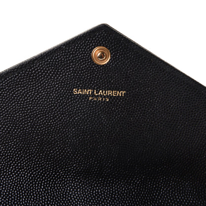 Saint Laurent Grain De Poudre Matelasse Chevron Monogram Flap Wallet Black 5 of 7