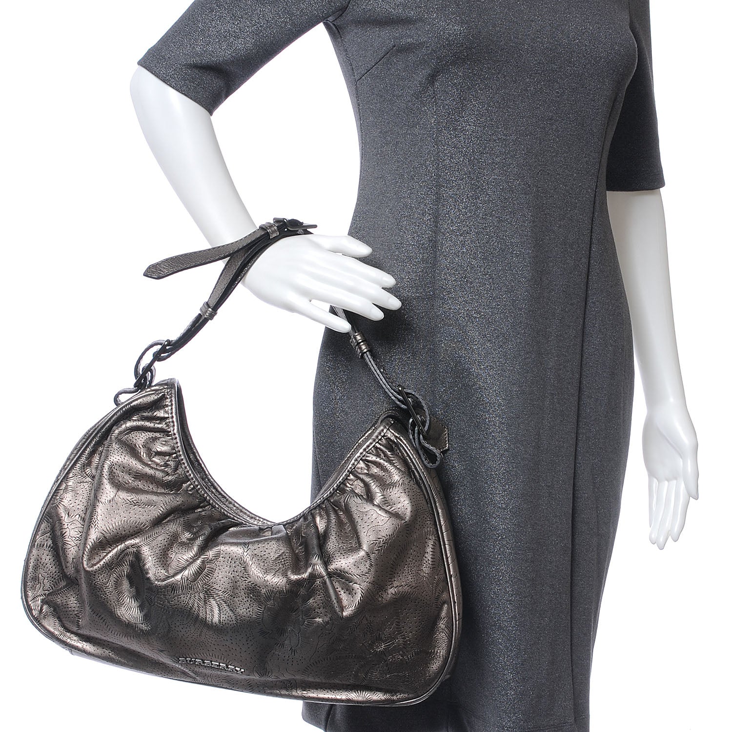 Burberry Lace Leather Avondale Hobo Metallic 2 of 8