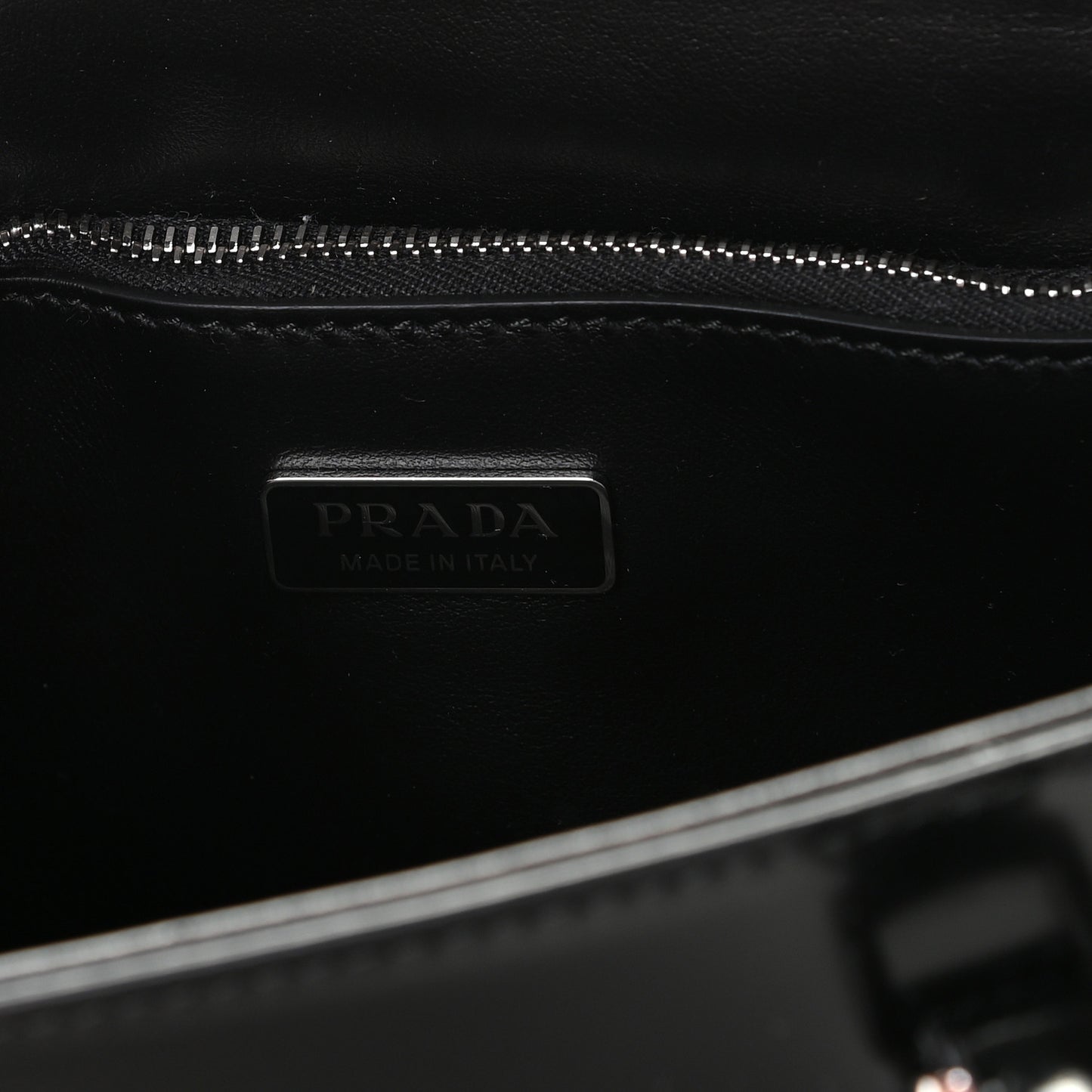 Spazzolato Metal Triangle Logo Double Handle Crossbody Tote Black