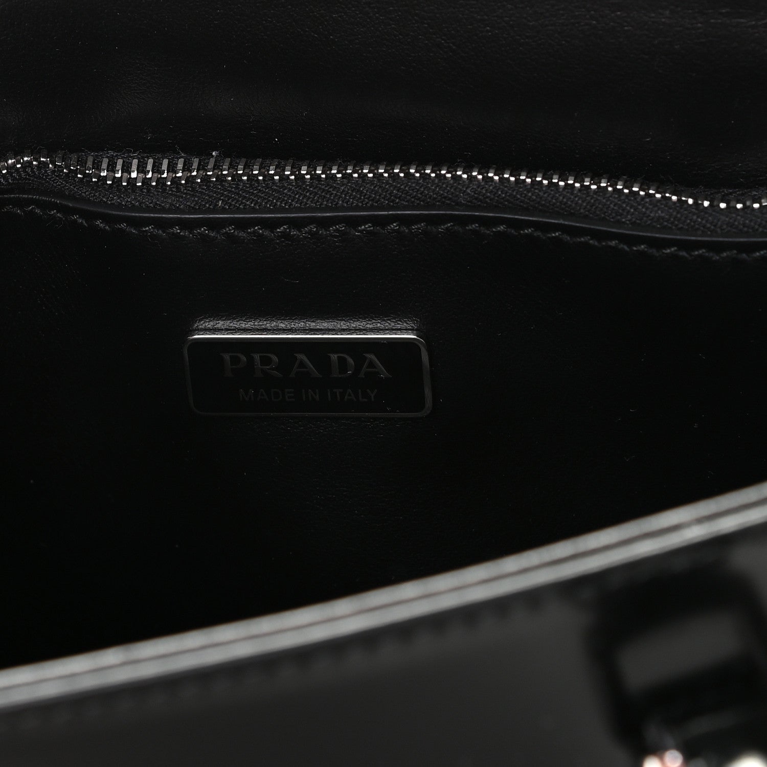 Prada Spazzolato Metal Triangle Logo Double Handle Crossbody Tote Black 5 of 10