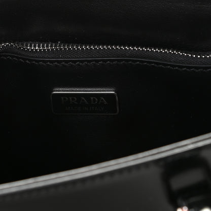 Prada Spazzolato Metal Triangle Logo Double Handle Crossbody Tote Black 5 of 10