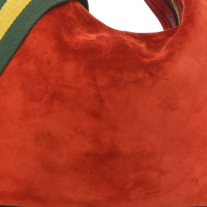 Gucci Suede Web Large Attache Shoulder Bag Red 7 of 9