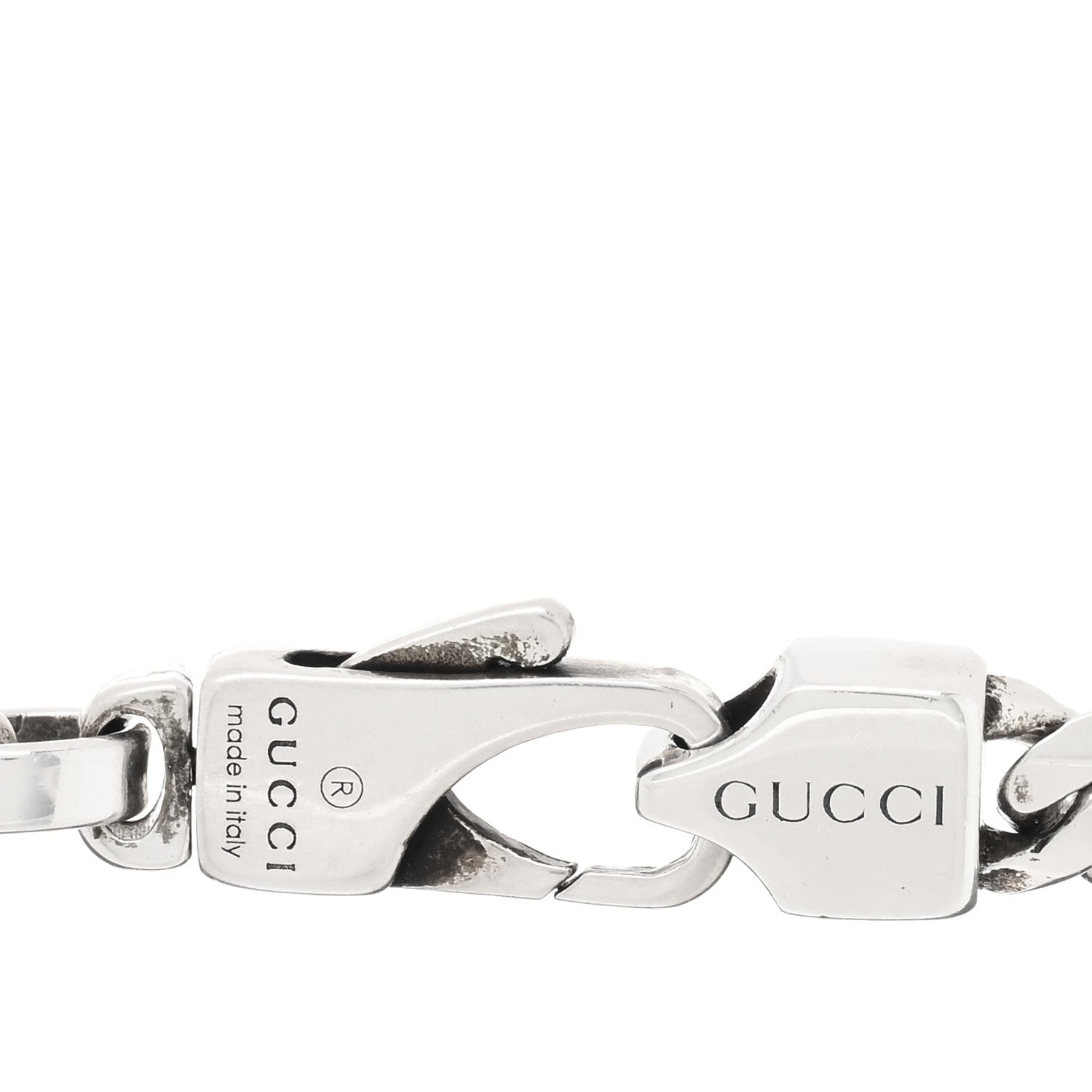 Gucci Sterling Silver Enamel Interlocking G Curb Chain Bracelet Black 3 of 3