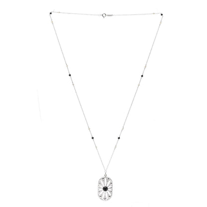 Tiffany Sterling Silver Black Onyx Pearl Ziegfeld Daisy Pendant Necklace 3 of 6