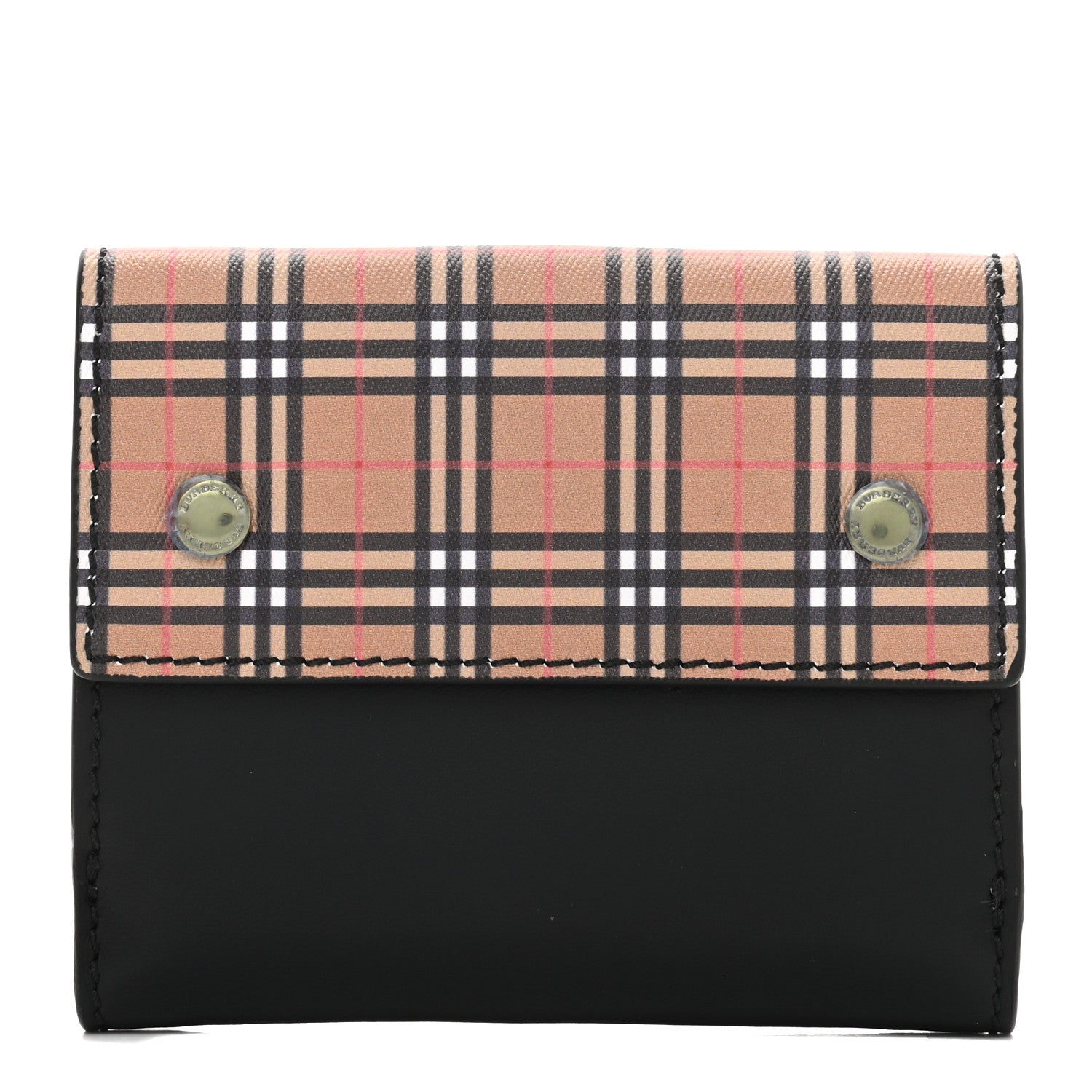 Burberry Mini Vintage Check Luna French Wallet Black 1 of 8