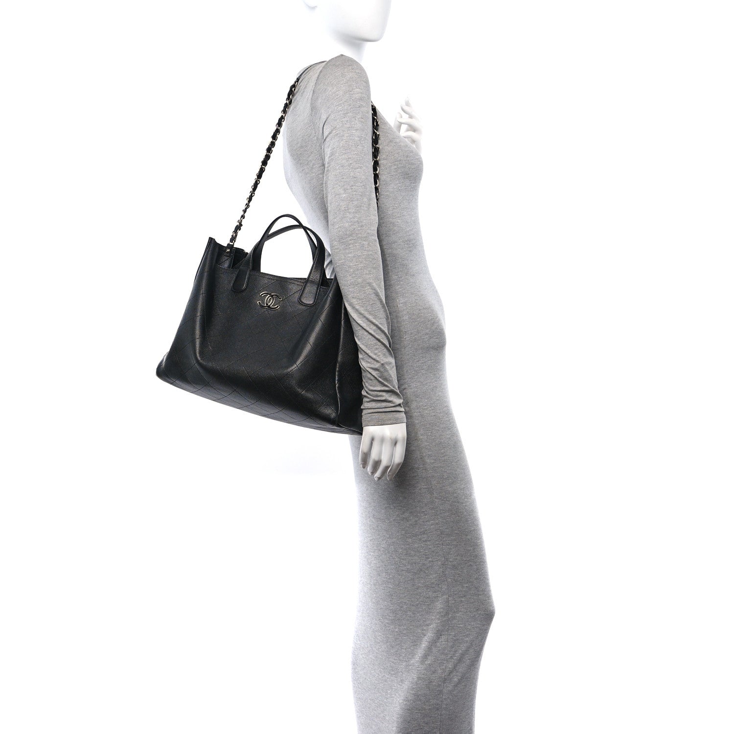 Chanel Caviar Stitched Large Shopping Tote Black 2 of 14