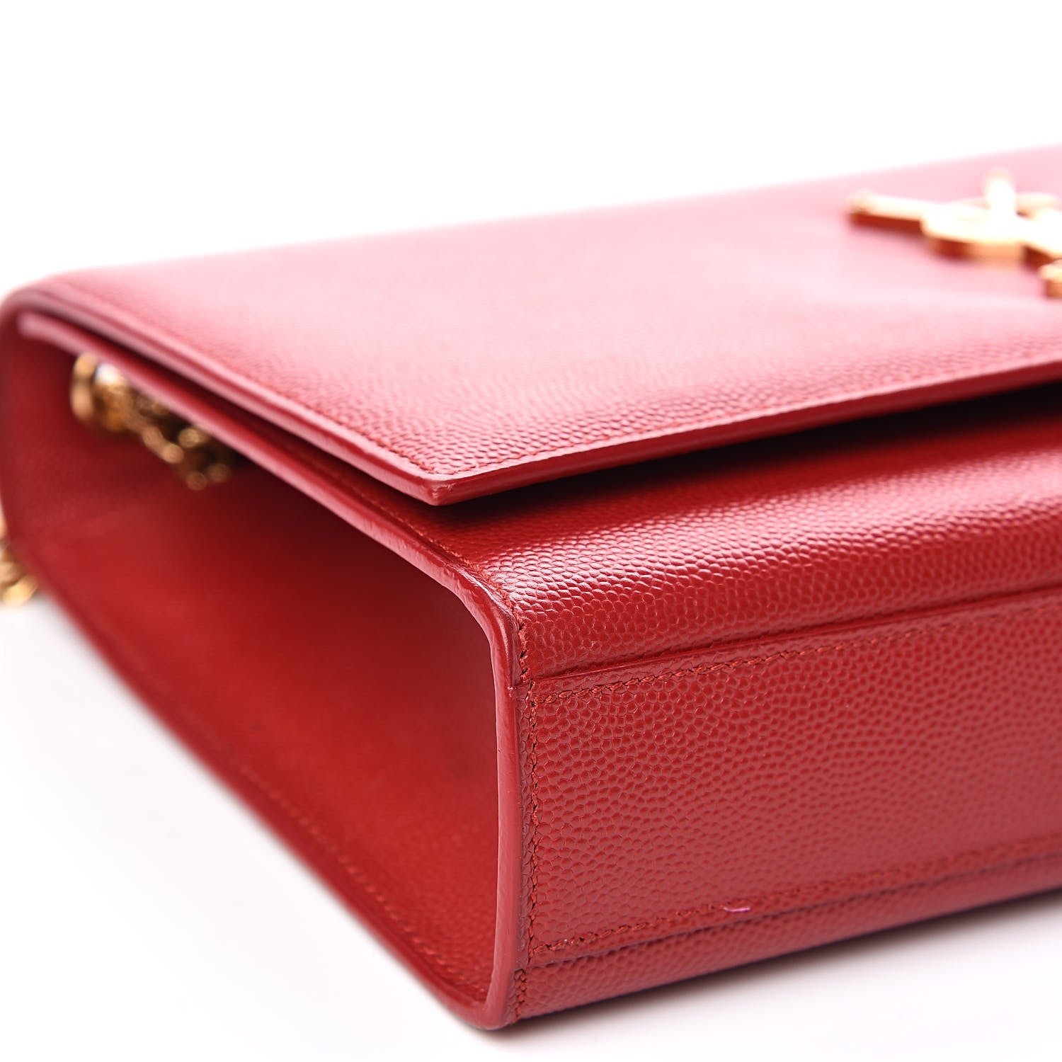 Saint Laurent Grain De Poudre Medium Monogram Kate Satchel Red 7 of 13