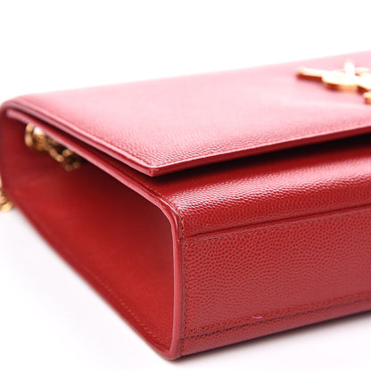 Saint Laurent Grain De Poudre Medium Monogram Kate Satchel Red 7 of 13