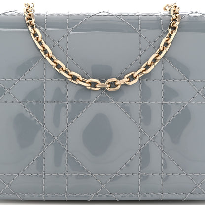 Christian Dior Patent Cannage Nano Lady Dior Chain Card Holder Cloud Blue 9 of 14