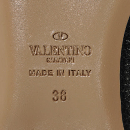 Valentino Garavani Pebbled Calfskin Rockstud Cage Ballerina Flats 38 Black 7 of 9