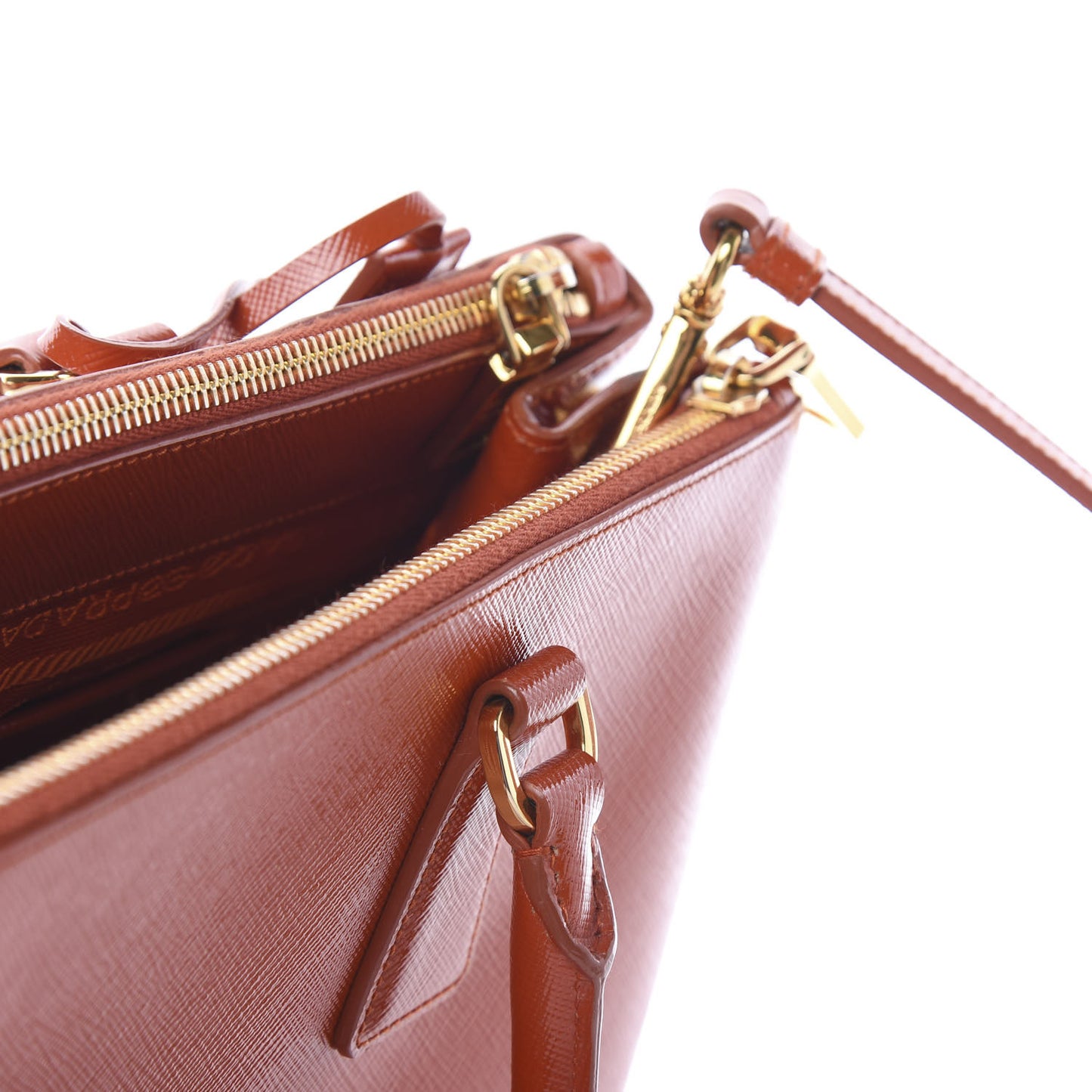 Saffiano Vernice Medium Galleria Double Zip Tote Papaya