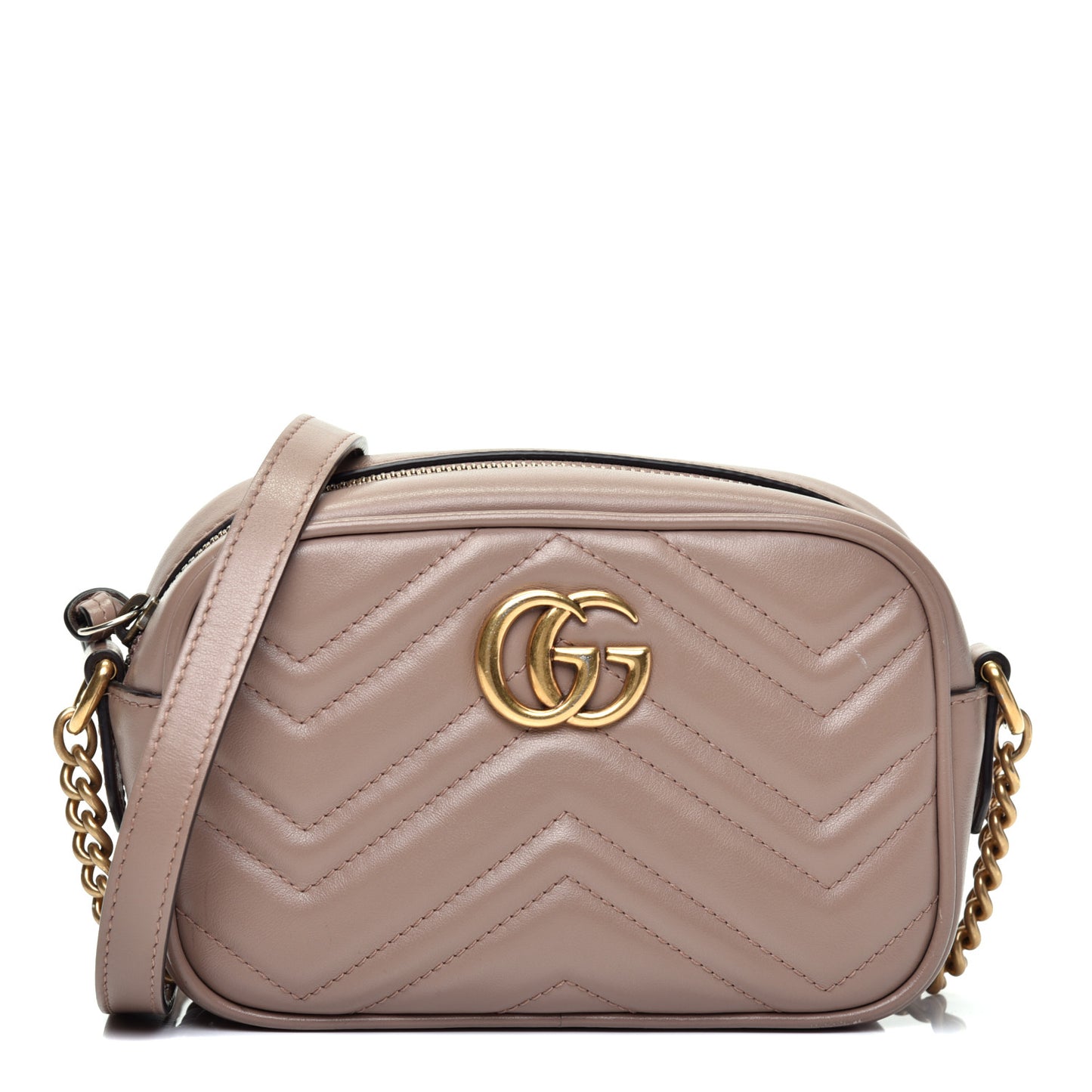 Calfskin Matelasse Mini GG Marmont Chain Shoulder Bag Porcelain Rose