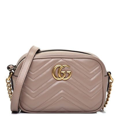 Gucci Calfskin Matelasse Mini GG Marmont Chain Shoulder Bag Porcelain Rose 1 of 13