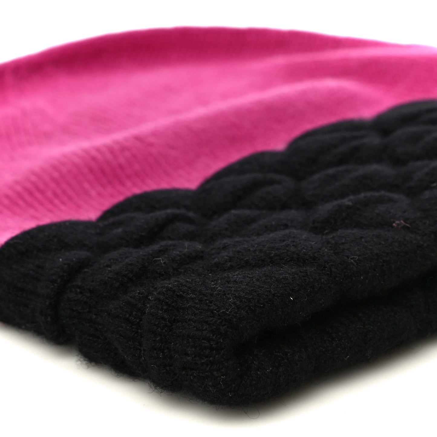 Cashmere Quilted CC Beanie Hat Pink Purple Black