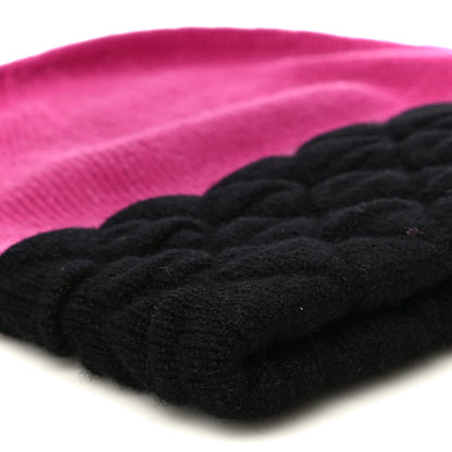 Chanel Cashmere Quilted CC Beanie Hat Pink Purple Black 7 of 9