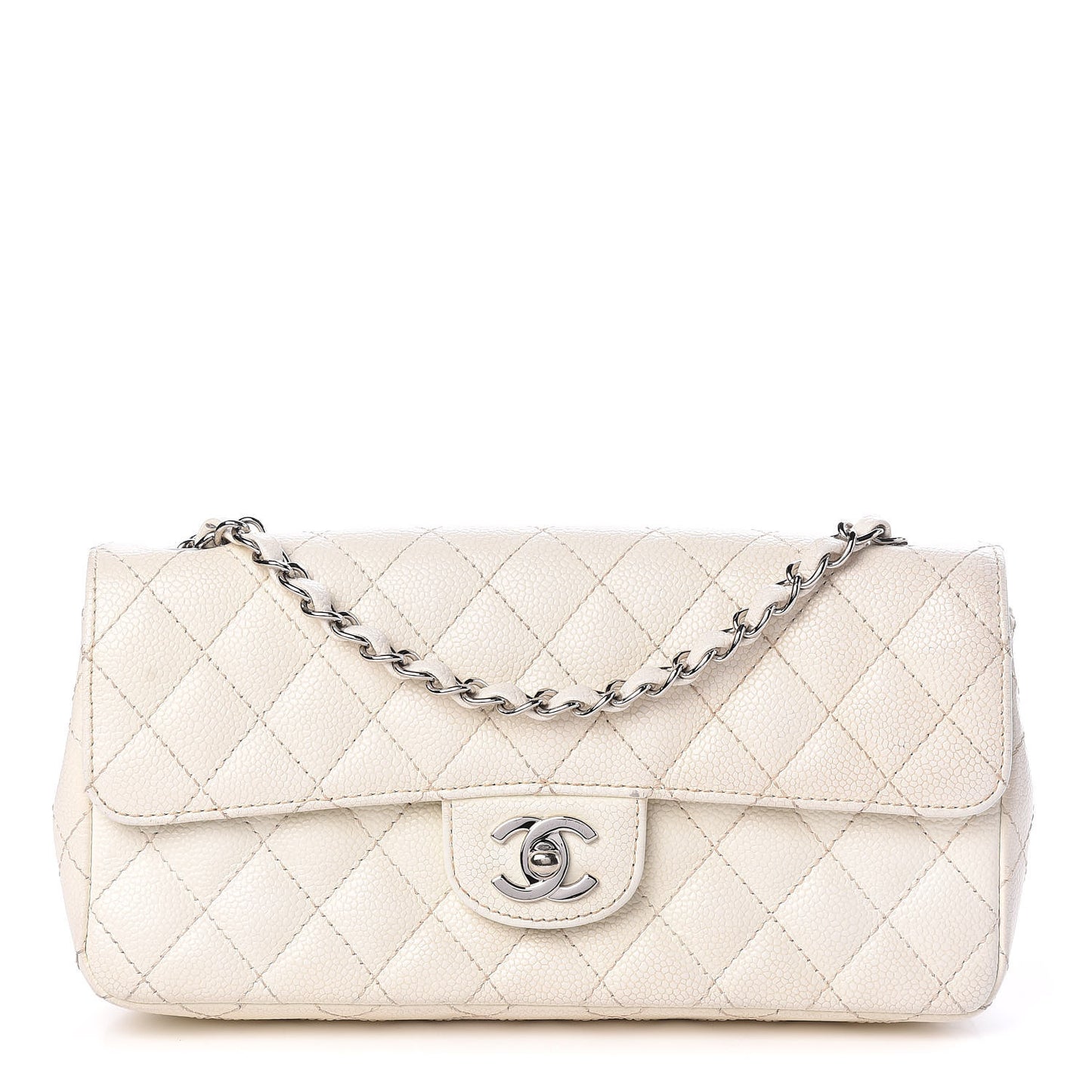 Caviar Quilted East West Flap White