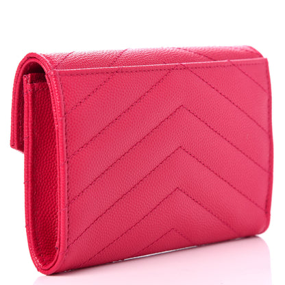Saint Laurent Grain De Poudre Matelasse Chevron Small Monogram Envelope Wallet Bubblegum 2 of 9