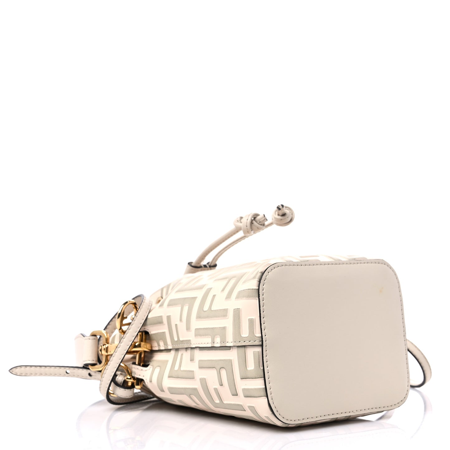 Vitello Liberty F is Fendi Bi-Color FF 1974 Embossed Mini Mon Tresor Bucket Bag Camelia Mandorlo
