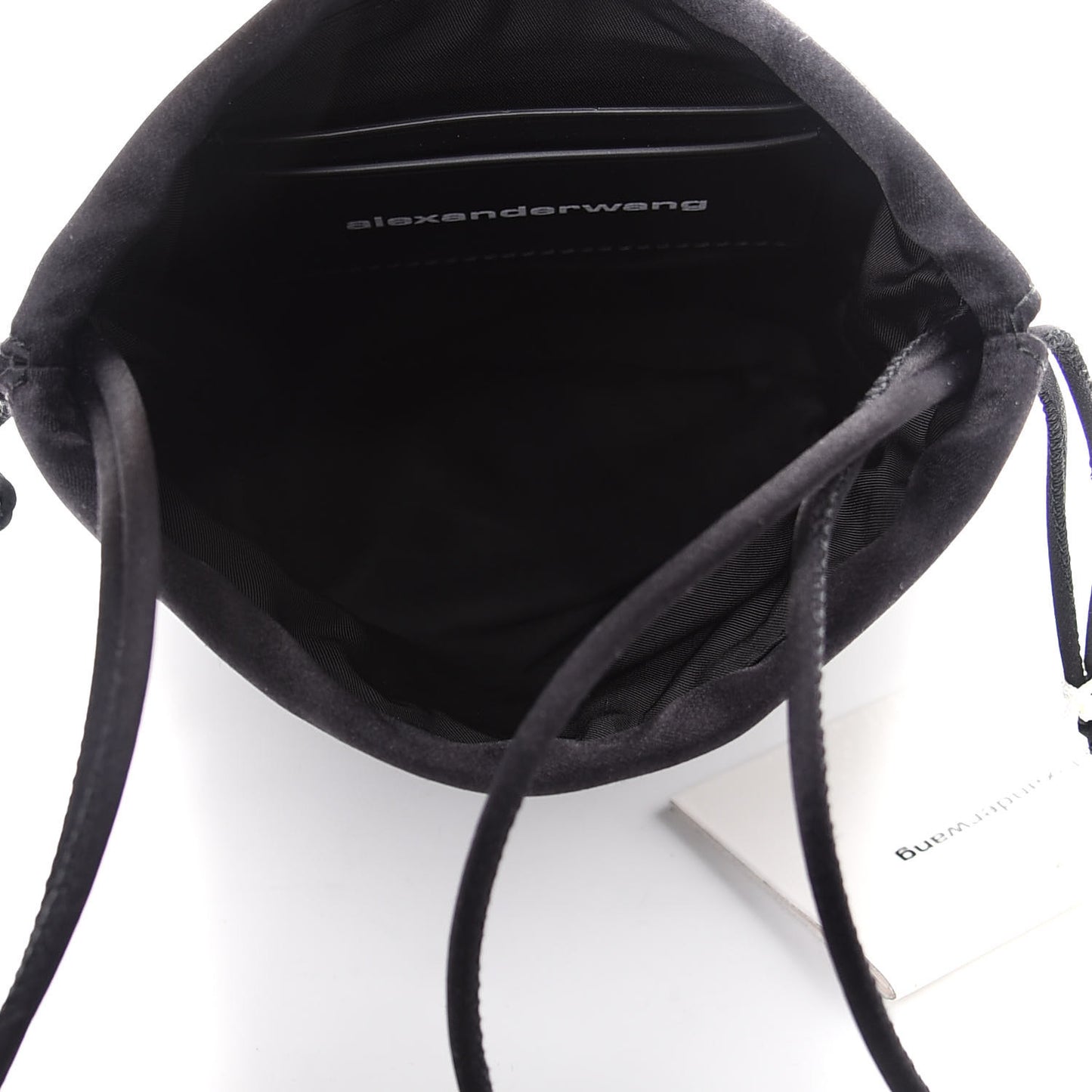 Lambskin Crystal Rhinestone Ryan Mini Drawstring Bag Black