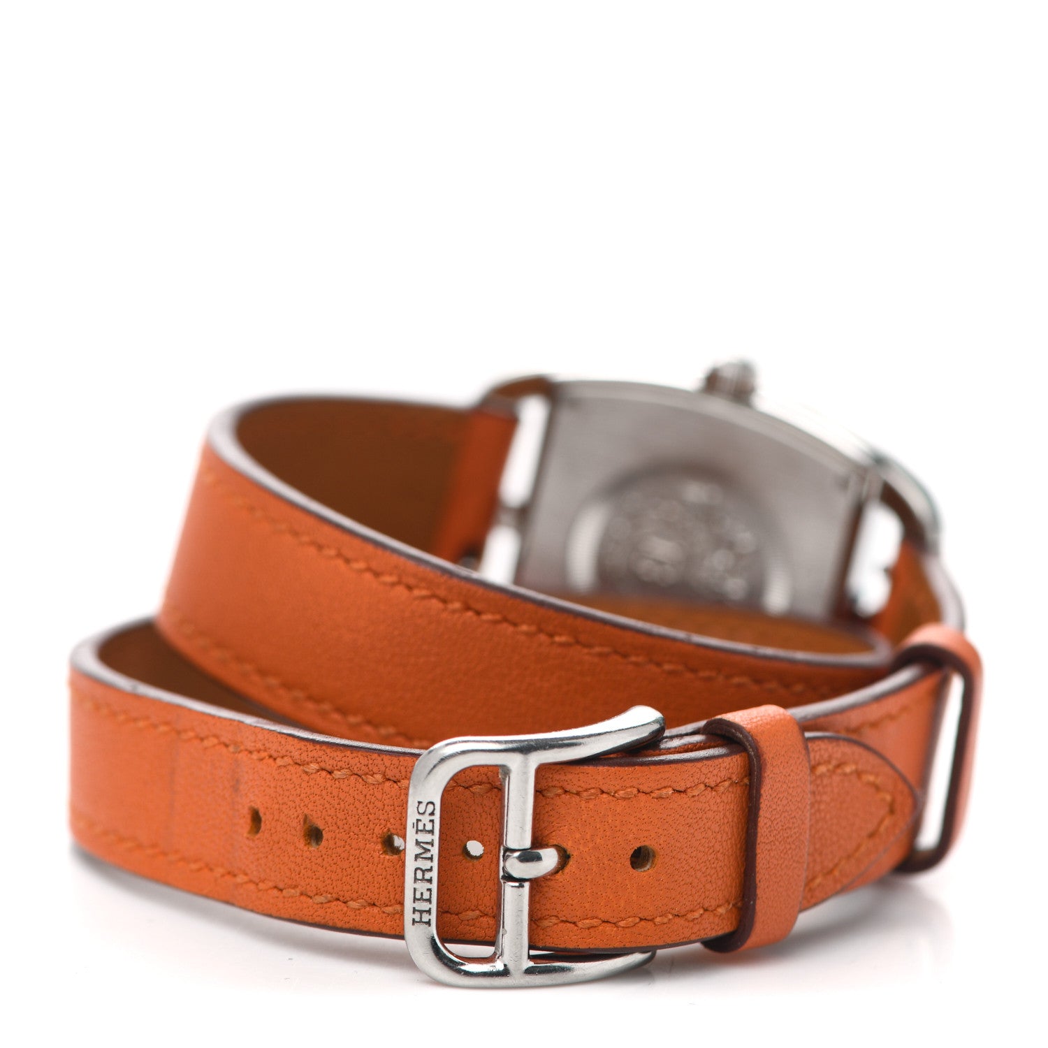 Hermes Stainless Steel Swift 26mm Cape Cod Tonneau Double Tour Quartz Watch Orange 3 of 4
