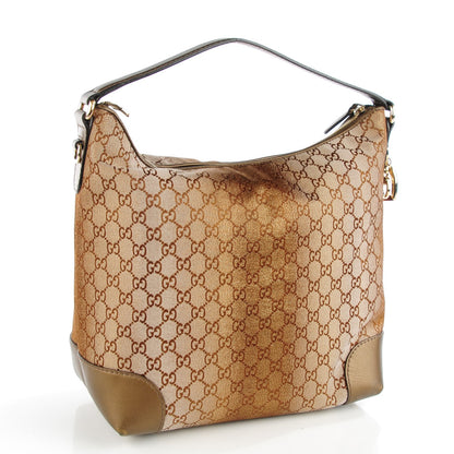 Gucci Monogram Lurex Medium Heart Bit Charm Hobo Bronze 3 of 7