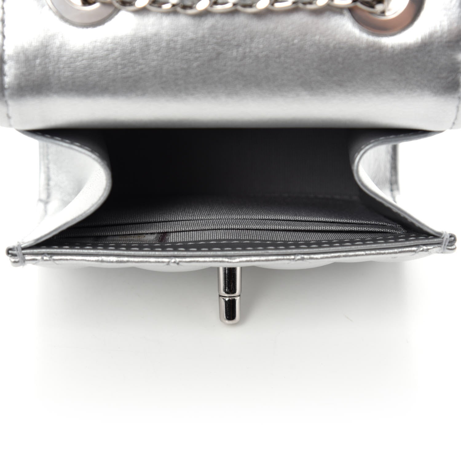 Chanel Metallic Lambskin Quilted Mini Trendy CC Clutch With Chain Silver 5 of 11