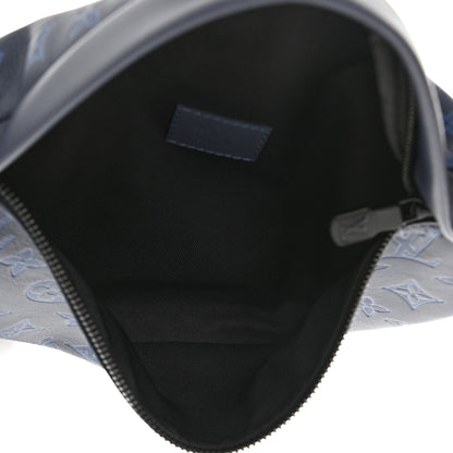 Louis Vuitton Calfskin Monogram Shadow Discovery Bumbag PM Navy Blue 4 of 10