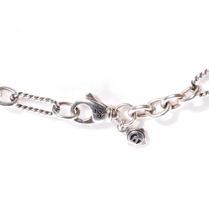 David Yurman Sterling Silver Pearl Cable Figaro Chain Necklace 3 of 6